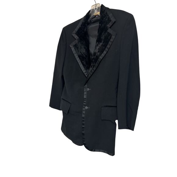 MENS VINTAGE AFTER 6 CRUSTED VELVET WOOL TUX SMOKING BLAZER SZ 38 - Picture 2 of 5
